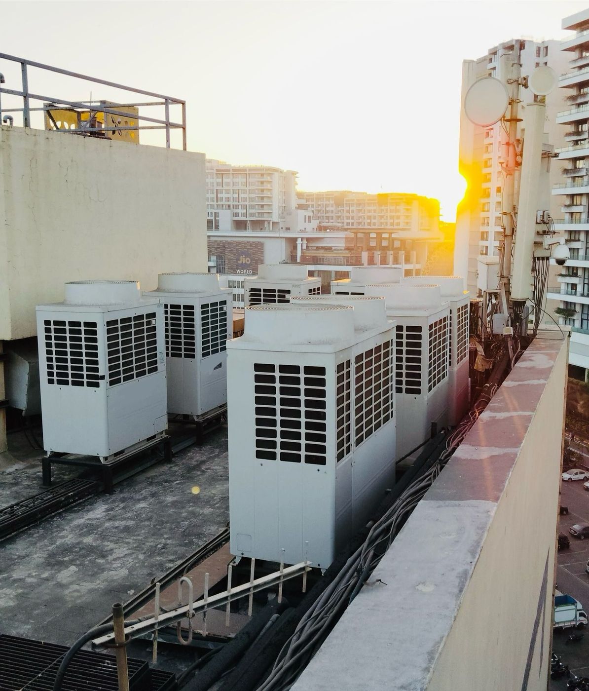 VRF outdoor units on the school roof