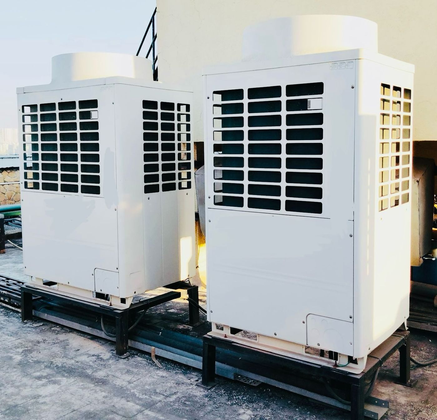 VRF outdoor units on steel supports
